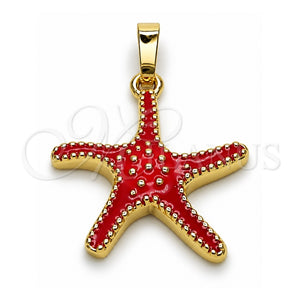 Dije Elegante 05.459.0049.2 Oro Laminado, Diseño de Estrella, Esmaltado Rojo, Tono Dorado