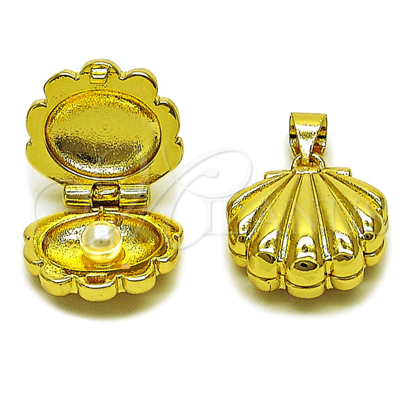 Dije Elegante 05.459.0057 Oro Laminado, Diseño de Concha, con Perla Marfil, Pulido, Tono Dorado