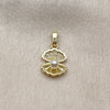 Dije Elegante 05.459.0058 Oro Laminado, Diseño de Concha, con Perla Marfil y Micro Pave Blanca, Pulido, Tono Dorado