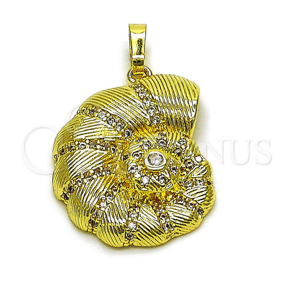 Dije Elegante 05.459.0063 Oro Laminado, Diseño de Caracol, con Zirconia Cubica Blanca y Micro Pave Blanca, Pulido, Tono Dorado