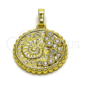 Dije Elegante 05.459.0065 Oro Laminado, Diseño de Caracol, con Zirconia Cubica Blanca, Pulido, Tono Dorado