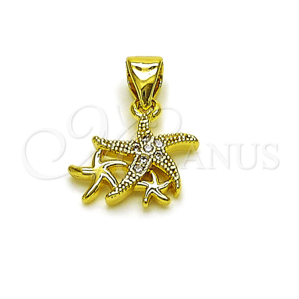 Dije Elegante 05.459.0070 Oro Laminado, Diseño de Estrella, con Micro Pave Blanca, Pulido, Tono Dorado