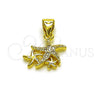Dije Elegante 05.459.0070 Oro Laminado, Diseño de Estrella, con Micro Pave Blanca, Pulido, Tono Dorado