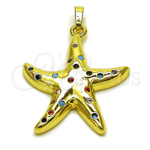 Dije Elegante 05.459.0071 Oro Laminado, Diseño de Estrella, con Zirconia Cubica Blanca, Pulido, Tono Dorado
