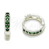 Argolla Huggie 02.282.0181.16 Rodio Laminado, con Zirconia Cubica Verde, Pulido, Tono Plateado