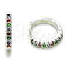 Argolla Huggie 02.282.0184.16 Rodio Laminado, con Zirconia Cubica Multicolor, Pulido, Tono Plateado