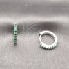 Argolla Huggie 02.282.0184.1.16 Rodio Laminado, con Zirconia Cubica Verde, Pulido, Tono Plateado