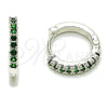 Argolla Huggie 02.282.0184.1.16 Rodio Laminado, con Zirconia Cubica Verde, Pulido, Tono Plateado