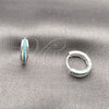 Argolla Huggie 02.282.0185.15 Rodio Laminado, con Micro Pave Turquoise, Pulido, Tono Plateado