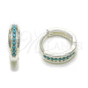 Argolla Huggie 02.282.0185.15 Rodio Laminado, con Micro Pave Turquoise, Pulido, Tono Plateado