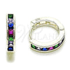 Argolla Huggie 02.282.0186.16 Rodio Laminado, con Zirconia Cubica Multicolor, Pulido, Tono Plateado