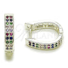 Argolla Huggie 02.282.0187.14 Rodio Laminado, con Zirconia Cubica Multicolor, Pulido, Tono Plateado