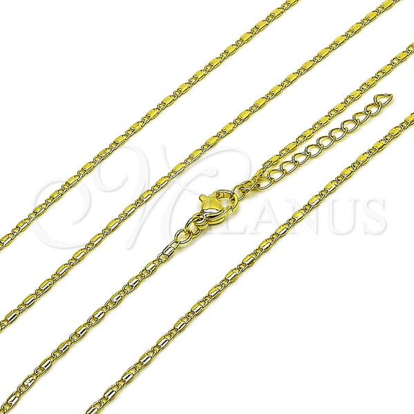 Gargantilla Basica 04.341.0248.18 Oro Laminado, Pulido, Tono Dorado (Grosor 01.8 MM, 17 Pulgadas de Largo)