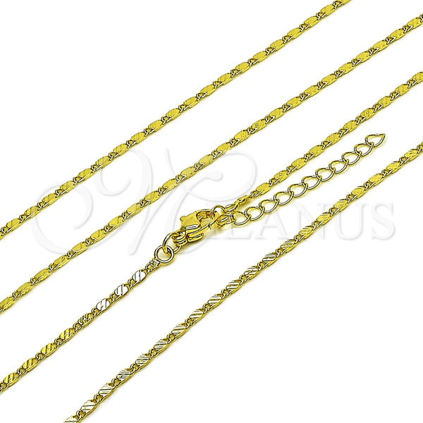 Gargantilla Basica 04.341.0249.18 Oro Laminado, Diamantado, Tono Dorado (Grosor 01.8 MM, 17 Pulgadas de Largo)