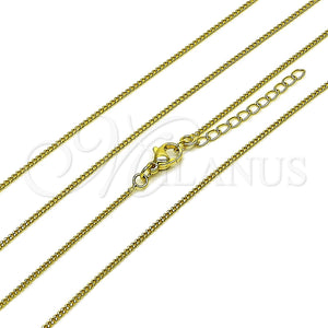 Gargantilla Basica 04.213.0256.16 Oro Laminado, Diseño de Miami Cubana, Pulido, Tono Dorado (Grosor 01.5 MM, 17 Pulgadas de Largo)