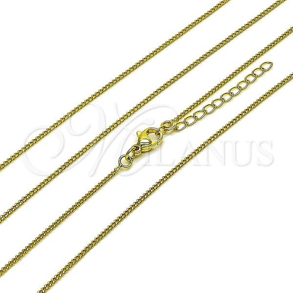 Gargantilla Basica 04.213.0256.16 Oro Laminado, Diseño de Miami Cubana, Pulido, Tono Dorado (Grosor 01.5 MM, 17 Pulgadas de Largo)