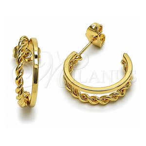 Argolla Pequeña 02.196.0260.20 Oro Laminado, Diseño de Torcido, Pulido, Tono Dorado