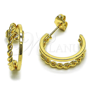 Argolla Pequeña 02.196.0260.20 Oro Laminado, Diseño de Torcido, Pulido, Tono Dorado