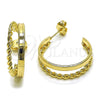 Argolla Pequeña 02.196.0260.25 Oro Laminado, Diseño de Torcido, Pulido, Tono Dorado