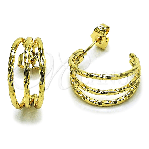 Argolla Pequeña 02.196.0262.20 Oro Laminado, Diseño de Torcido, Pulido, Tono Dorado