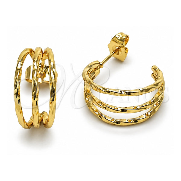 Argolla Pequeña 02.196.0262.20 Oro Laminado, Diseño de Torcido, Pulido, Tono Dorado