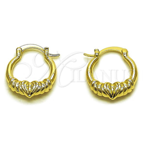 Argolla Pequeña 02.196.0265.20 Oro Laminado, Diseño de Corazón, Pulido, Tono Dorado