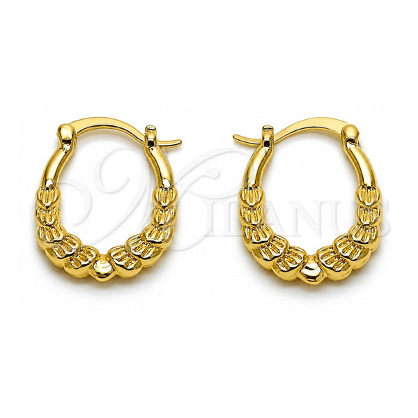 Argolla Pequeña 02.196.0267.18 Oro Laminado, Diseño de Concha, Pulido, Tono Dorado