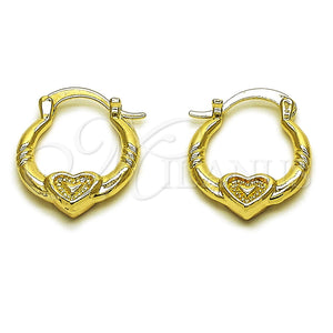 Argolla Pequeña 02.196.0268.20 Oro Laminado, Diseño de Corazón, Pulido, Tono Dorado
