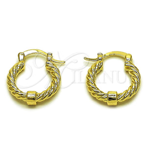Argolla Pequeña 02.196.0270.20 Oro Laminado, Diseño de Torcido, Pulido, Tono Dorado
