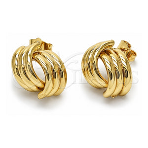 Arete Dormilona 02.196.0272 Oro Laminado, Diseño de Hueco, Pulido, Tono Dorado