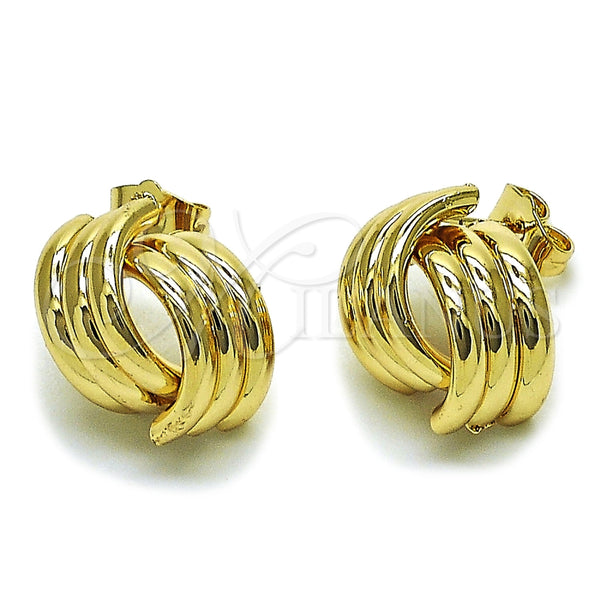 Arete Dormilona 02.196.0272 Oro Laminado, Diseño de Hueco, Pulido, Tono Dorado