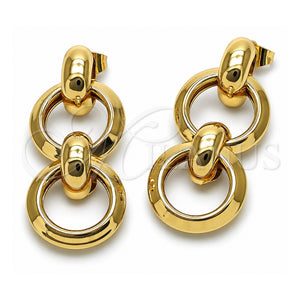 Arete Largo 02.196.0273 Oro Laminado, Diseño de Hueco, Pulido, Tono Dorado