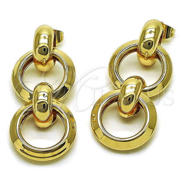 Arete Largo 02.196.0273 Oro Laminado, Diseño de Hueco, Pulido, Tono Dorado