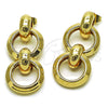 Arete Largo 02.196.0273 Oro Laminado, Diseño de Hueco, Pulido, Tono Dorado
