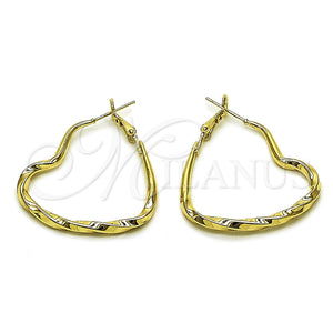 Argolla Mediana 02.196.0276.40 Oro Laminado, Diseño de Corazón y Hueco, Pulido, Tono Dorado