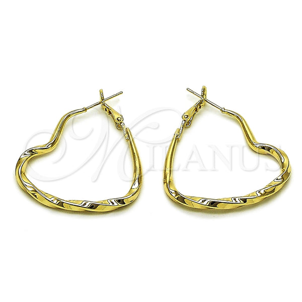 Argolla Mediana 02.196.0276.40 Oro Laminado, Diseño de Corazón y Hueco, Pulido, Tono Dorado