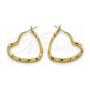 Argolla Mediana 02.196.0276.40 Oro Laminado, Diseño de Corazón y Hueco, Pulido, Tono Dorado