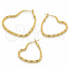 Argolla Mediana 02.196.0276.50 Oro Laminado, Diseño de Corazón y Hueco, Pulido, Tono Dorado