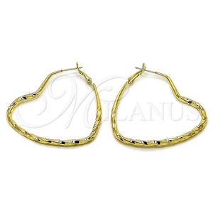 Argolla Mediana 02.196.0276.60 Oro Laminado, Diseño de Corazón y Hueco, Pulido, Tono Dorado