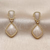 Arete Colgante 02.196.0277 Oro Laminado, Diseño de Gota, Esmaltado Blanco, Tono Dorado