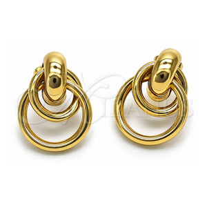 Arete Largo 02.196.0281 Oro Laminado, Diseño de Hueco, Pulido, Tono Dorado