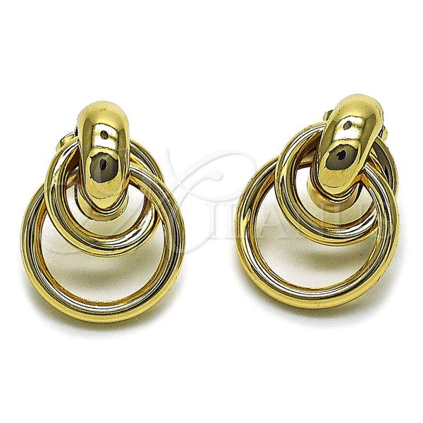 Arete Largo 02.196.0281 Oro Laminado, Diseño de Hueco, Pulido, Tono Dorado