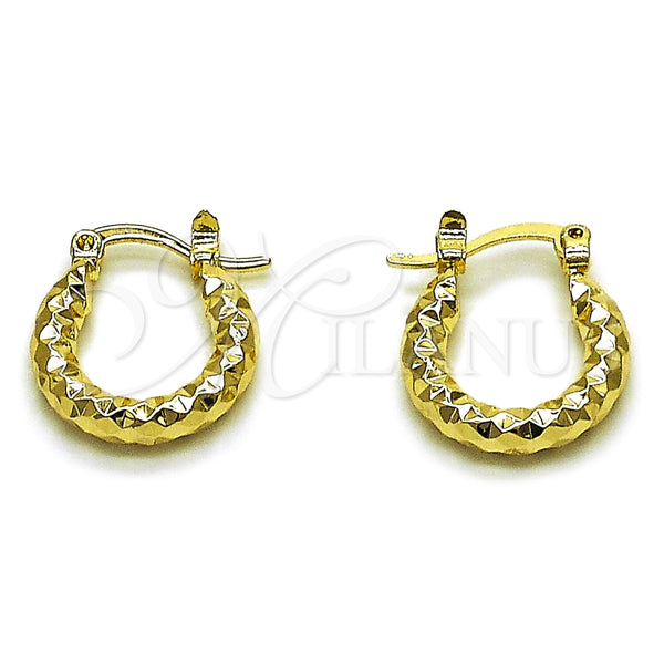 Argolla Pequeña 02.213.0154.15 Oro Laminado, Diseño de Hueco, Diamantado, Tono Dorado