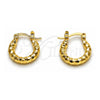 Argolla Pequeña 02.213.0154.15 Oro Laminado, Diseño de Hueco, Diamantado, Tono Dorado