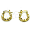Argolla Pequeña 02.213.0154.15 Oro Laminado, Diseño de Hueco, Diamantado, Tono Dorado