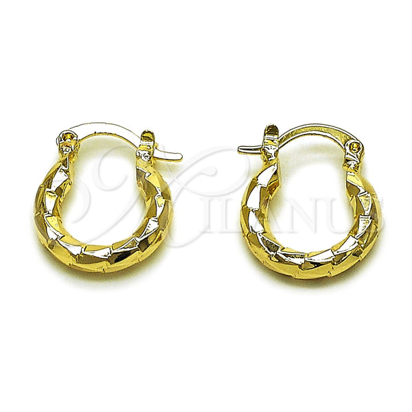 Argolla Mediana 02.213.0243.1.15 Oro Laminado, Diseño de Hueco, Diamantado, Tono Dorado