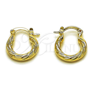 Argolla Mediana 02.213.0247.1.15 Oro Laminado, Diseño de Hueco, Diamantado, Tono Dorado