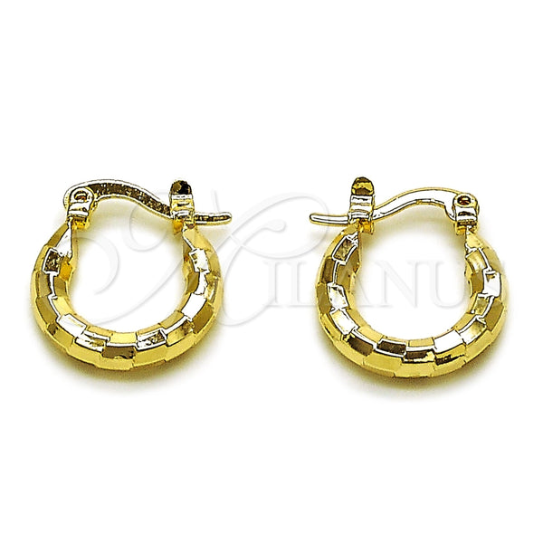 Argolla Pequeña 02.213.0156.15 Oro Laminado, Diseño de Hueco, Diamantado, Tono Dorado