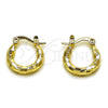 Argolla Pequeña 02.213.0156.15 Oro Laminado, Diseño de Hueco, Diamantado, Tono Dorado