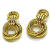 Arete Largo 02.196.0292 Oro Laminado, Diseño de Hueco y Nudo, Pulido, Tono Dorado